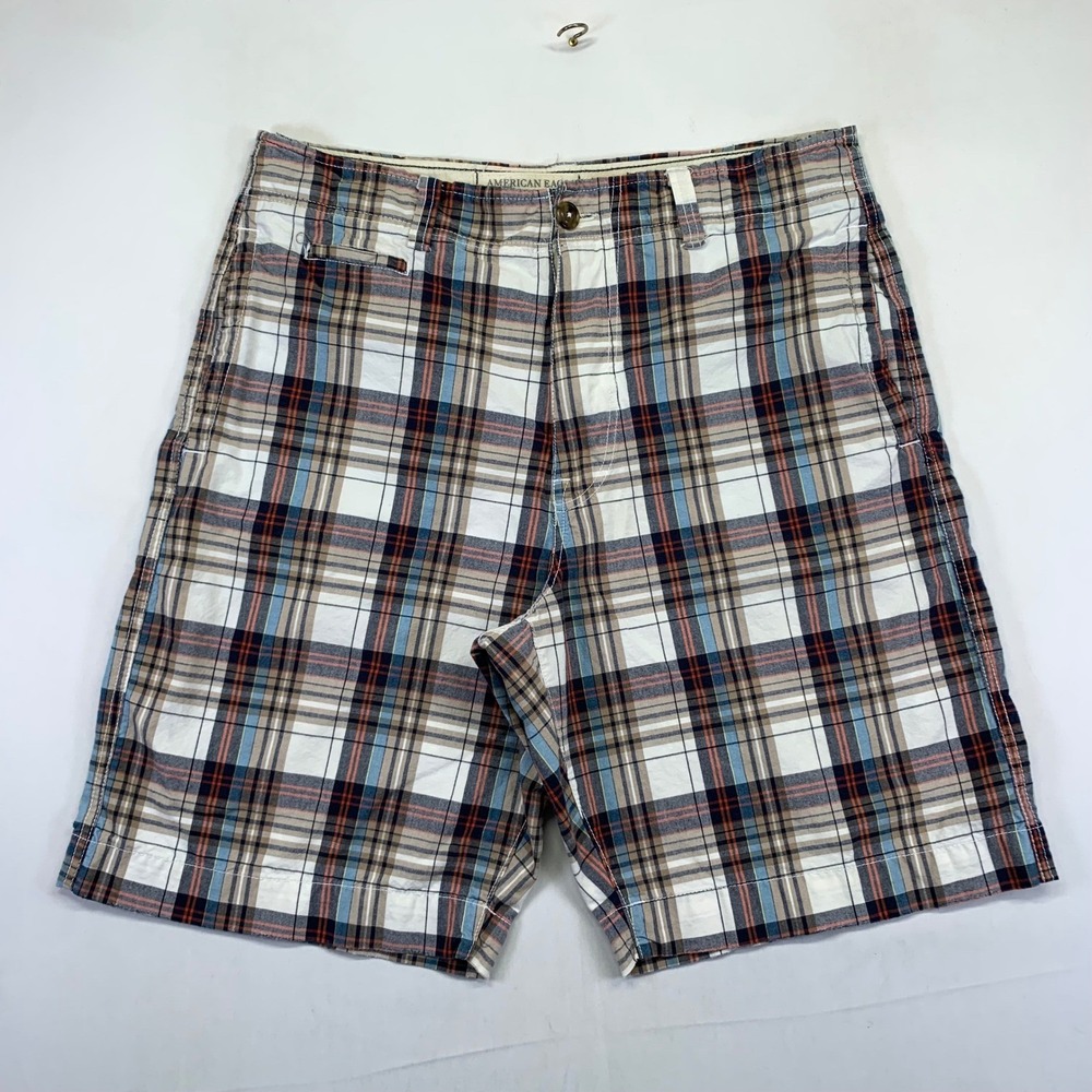 American Eagle Mens Plaid‎ Shorts Size 34 Check Casual Summer Skater Y2k